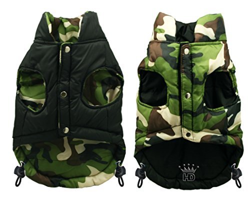 Hip Doggie HD-5BKPV Reversible Puffer Vest Hundemantel, Big Dog S, schwarz/Camo von Hip Doggie