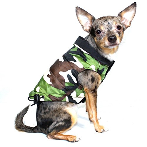 Hip Doggie HD-5BKPV Reversible Puffer Vest Hundemantel, Big Dog XS, schwarz/Camo von Hip Doggie