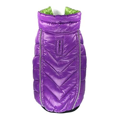 Hip Doggie HD-5FRGR Featherlite Reversible Reflective Puffer Vest Hundemantel, BDS, grün/lila von Hip Doggie