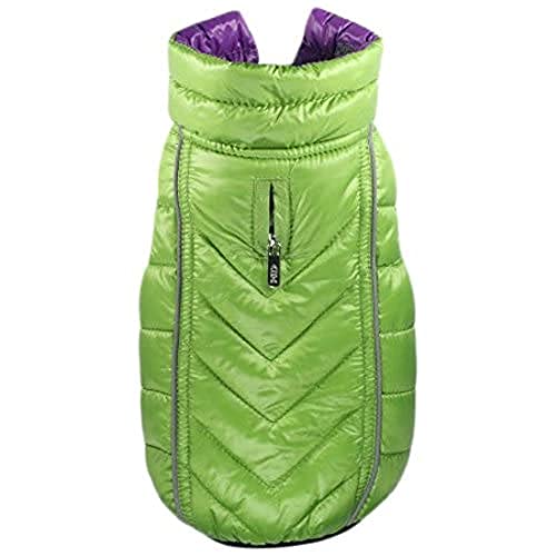 Hip Doggie HD-5FRGR Featherlite Reversible Reflective Puffer Vest Hundemantel, S, grün/lila von Hip Doggie