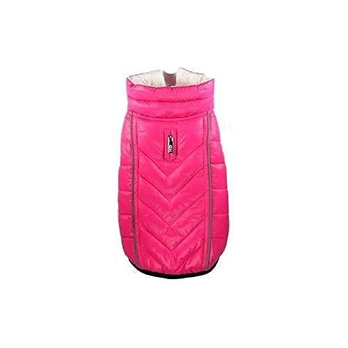 Hip Doggie HD-5FRPK Featherlite Reversible Reflective Puffer Vest Hundemantel, XS, rosa/weiß von Hip Doggie