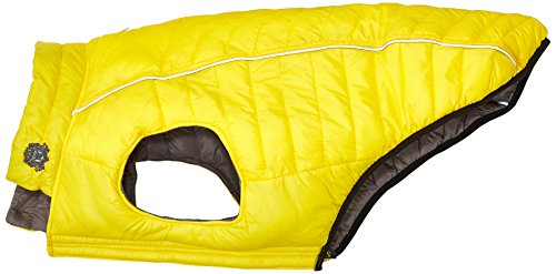 Hip Doggie HD-5FRYL Featherlite Reversible Reflective Puffer Vest Hundemantel, BDM, gelb/grau von Hip Doggie