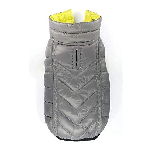 Hip Doggie HD-5FRYL Featherlite Reversible Reflective Puffer Vest Hundemantel, S, gelb/grau von Hip Doggie