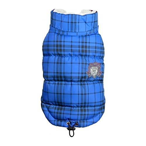 Hip Doggie HD-5PDSB Plaid Puffer Vest Hundemantel, L, blau von Hip Doggie