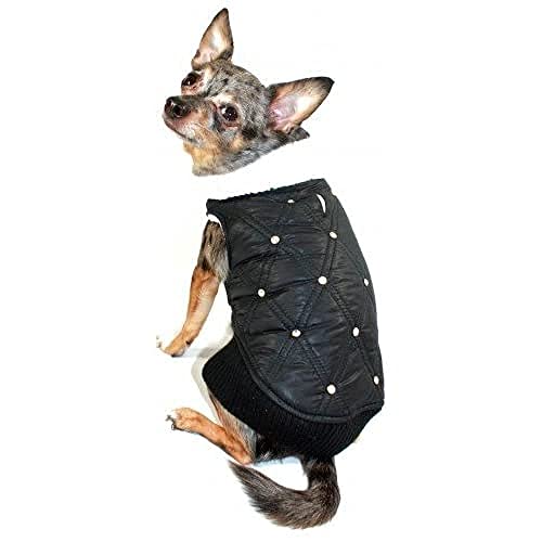 Hip Doggie HD-5RPBK-S Rhinestone Puffer Vest- Hundejacke, S, schwarz von Hip Doggie