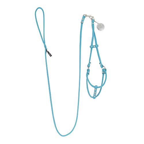 Hip Doggie HD-6SIPLT-M Soft Faux Leather Step-in Harness w/Detachable Leash Turquoise M Hundegeschirr von Hip Doggie