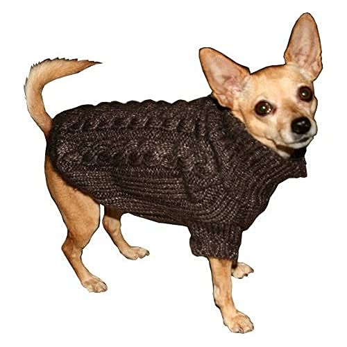 Hip Doggie HD-7ACB-M Angora Cable Knit Sweater - Hundepullover, M, braun von Hip Doggie