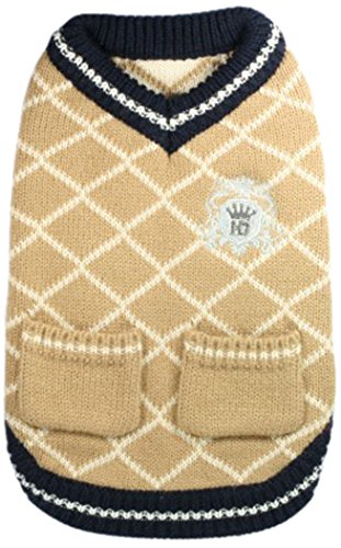 Hip Doggie HD-7PVT-M Royal Crest Sweater Vest - Tan Hundepullover von Hip Doggie