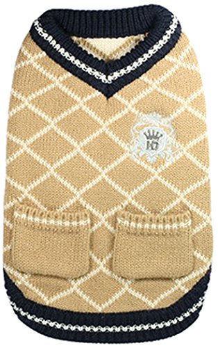 Hip Doggie HD-7PVT-S Royal Crest Sweater Vest - Tan Hundepullover von Hip Doggie