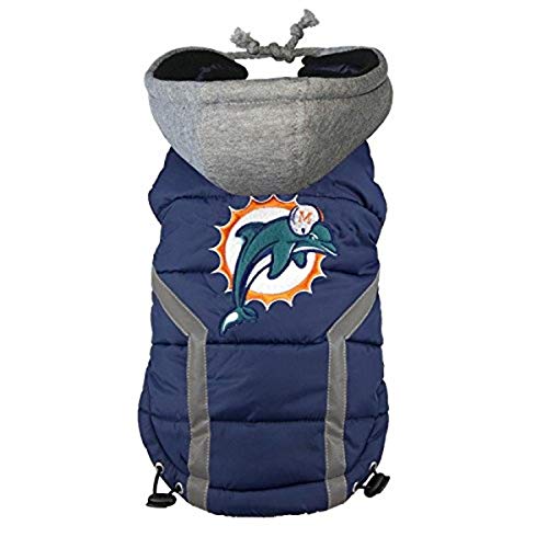 Hip Doggie NFL Dolphins Haustier-Kapuzenpullover, Größe L von Hip Doggie