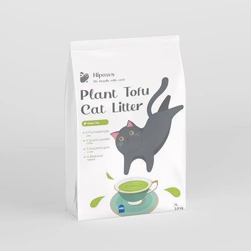 Pflanzen-Tofu-Katzenstreu (grüner Tee), (2,8 kg/Beutel), desodorierende Formel, schnelles Klumpen, hohe Wasseraufnahme, 100 % natürlich und biologisch abbaubar, sparen Sie mehr mit reduzierter von Hipaws