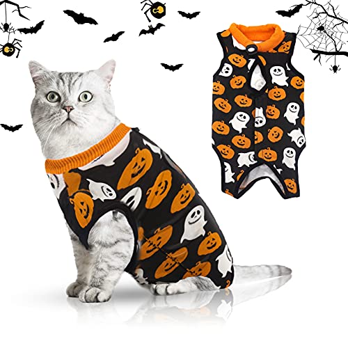 Hipet Cat Chirurgischer Erholungsanzug für Bauchwunden oder Hautkrankheiten,Ersatz E-Kragen & Kegel,Katzen Onesie Anti Licking Pet Surgical Recovery Vest Shirt (S, Schwarz) von Hipet