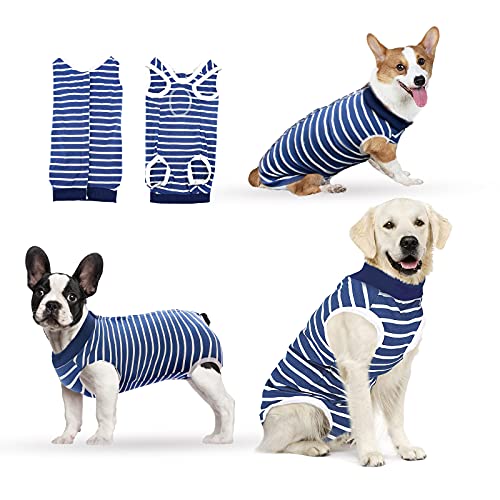 Dog Recovery Suit (XXXL, blau gestreift) von Hipet