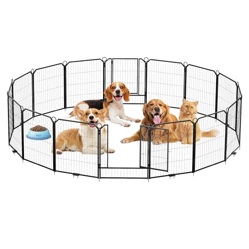 Großer Verstellbarer Hunde-Laufstall, 16 Paneele auf 81,3 cm Höhe mit Tor, ideal für mittelgroße und große Hunde, praktische Aufbewahrung, vielseitiges Layout für Innenräume, Höfe und von Hipicute