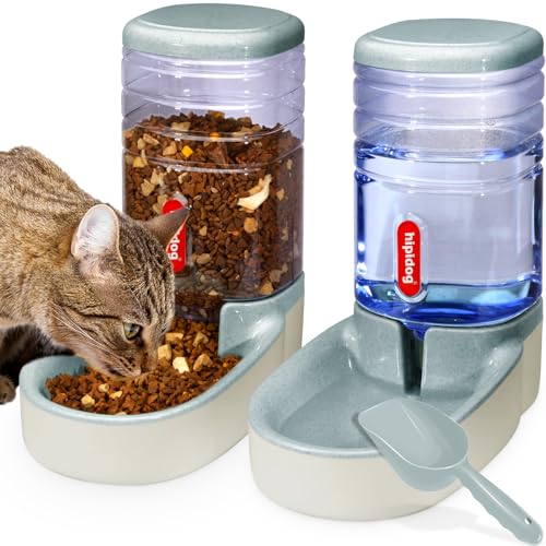 Automatischer Futterspender für kleine und mittelgroße Haustiere, 3,8 l, Reisefutterspender und Wasserspender für Hunde, Katzen, Haustiere (Gray) von Hipidog