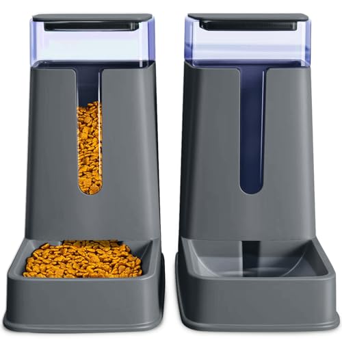 Automatischer Katzenfutterspender und Katzenwasserspender im Set, 2 Packungen, automatischer Hundefutterspender und Hundewasserspender, 3,5 l, für kleine, mittelgroße und große Hunde, Haustiere, von Hipidog