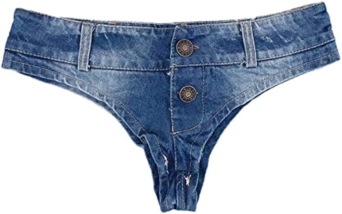 Hippolo Frauen Denim Shorts Mini Kurze Jeans Vintage Booty Night Club Party Engen Schritt Tanga String Cute Bikini (M) von Hippolo