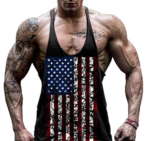 Hippolo Gym Herren Tank Top Men Cotton Stringer Fitness Gym Shirt Solide Sport Vest (L, Schwarz) von Hippolo