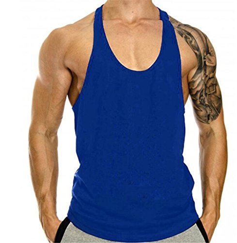 Hippolo Gym Herren Tank Top Men Cotton Stringer Fitness Gym Shirt Solide Sport Vest (M, Blau) von Hippolo