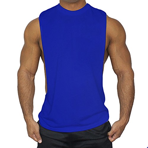 Hippolo Gym Herren Tank Top Men Cotton Stringer Fitness Gym Shirt Solide Sport Vest (XL, Marineblau) von Hippolo