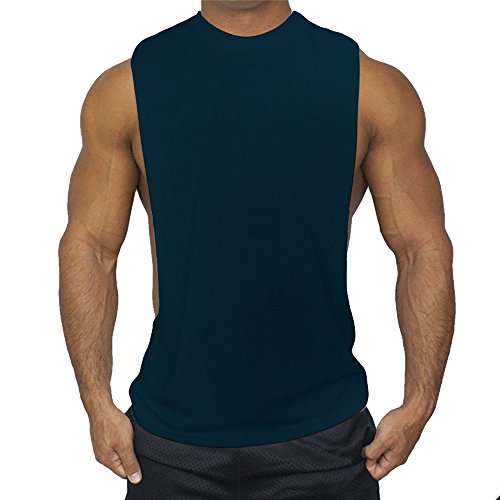 Hippolo Gym Herren Tank Top Men Cotton Stringer Fitness Gym Shirt Solide Sport Vest (XXL, Blau) von Hippolo