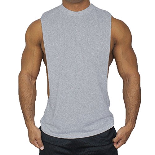 Hippolo Gym Herren Tank Top Men Cotton Stringer Fitness Gym Shirt Solide Sport Vest (XXL, Grau) von Hippolo