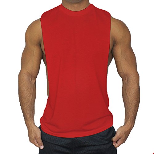 Hippolo Gym Herren Tank Top Men Cotton Stringer Fitness Gym Shirt Solide Sport Vest (XXL, Rote) von Hippolo