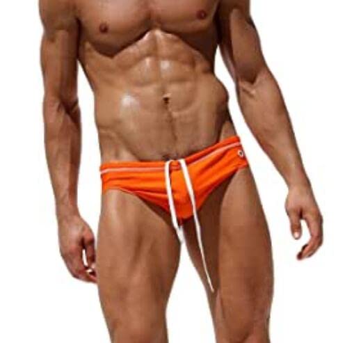 Hippolo Herren Reine FarbeVerstellbare Slips Swim Panties Dreieckige Trunks Shorts Bademode (M, Orange) von Hippolo