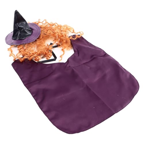 Halloween-Haustier-Hexe-Outfits, Zauberer-Perücke, Hut, Umhang-Set, Weiches Polyester, Hexenkleid, Kostüme Hunde und Katzen von Hiraith