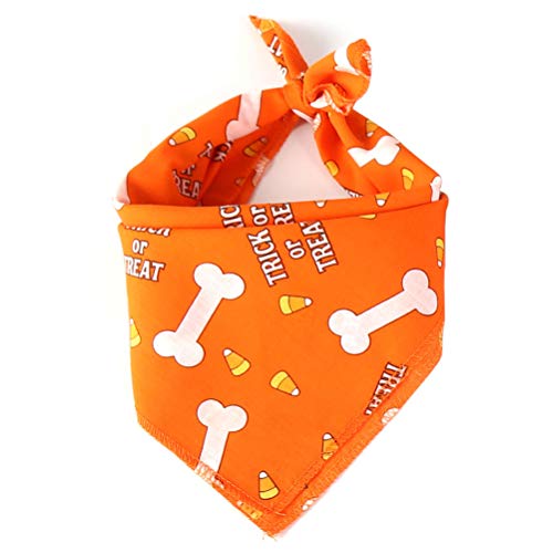 Halloween-Hundehalstücher, Modischer Haustierschal mit Halloween-Motivmuster, Geeignet Mittelgroße Hunde, Polyester-Baumwollmaterial, Ideal Partys (Orange) von Hiraith