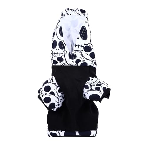 Haustier-Halloween-Totenkopf-Kapuzenpullover, Weich, Bequem, Modisch, Hunde, Winterkleidung, Sweatshirt Kleine und Mittelgroße Haustiere mit Batik-Stil, von Hiraith