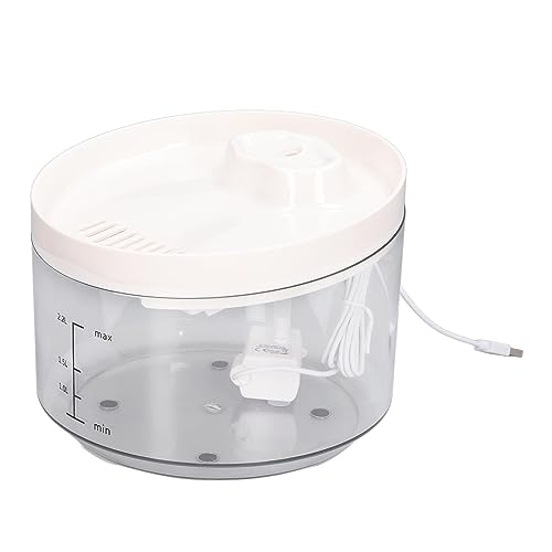 Haustier Wasserbrunnen Katze Trinkbrunnen Leise Tiefe Filtration Abnehmbar 2.2L Transparent Weiß Automatische Pet Shop von Hiraith