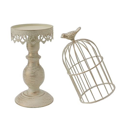 Hiraith Vogelkäfig-Kerzenhalter, Exquisites Handwerk. Wunderschöne Vintage-Vogelkäfigdekoration mit Stabiler Basis aus Eisen das Schlafzimmer (L) von Hiraith
