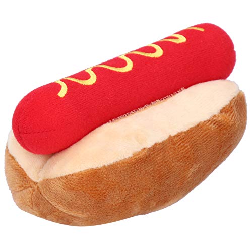 Hiraith Weiches Plüsch-Hundespielzeug, Hot Dog-Form, abnehmbarer Klang, exquisites Puppenspielzeug Katzen und Hunde von Hiraith