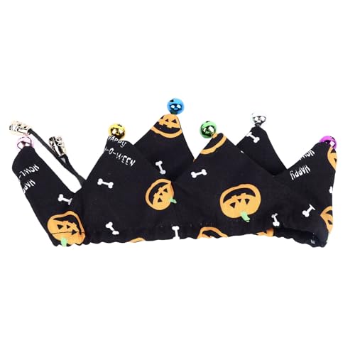 Katzenhalsband, Niedlicher Kürbis-Muster, Verstellbarer Schal mit Glöckchen, für Halloween-Party, Polyester, 1 Packung von Hiraith