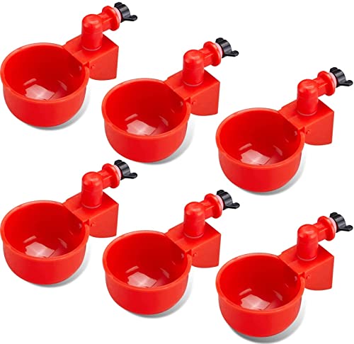 Automatischer Hühnerwasserbecher 6 Hühnerwasserbecher, automatische Füllung, Wasserflasche, Geflügeltränker, Huhn, Ente, Truthahn und Kaninchen Fütterung Wasserbecher (6, rot) (6) von HirrWill