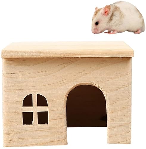Hamster Holzhaus Kleintiere Versteck Haus für Ratten, Mäuse, Rennmäuse, Mäuse, Kaninchenkäfig, Spielhütte (klein) von HirrWill