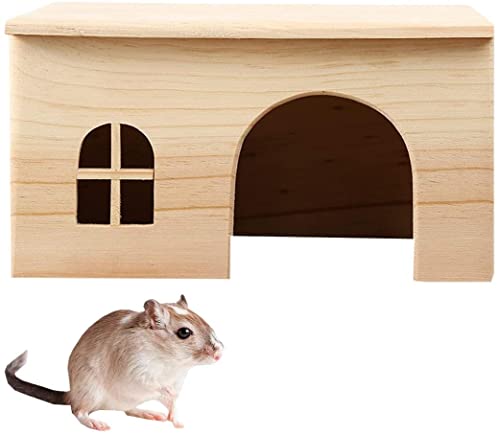 Hamster Holzhaus Kleintiere Versteck Haus für Ratten, Mäuse, Rennmäuse, Mäuse, Kaninchenkäfig, Spielhütte (mittel) von HirrWill