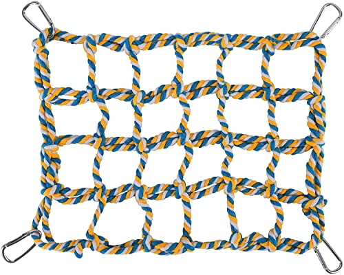 HirrWill Haustier Kletterseil Netz, Vogel Kletterseil Leiter, Stabile Seilbrücke, Rattenhängematte Schaukel Leiter, Umweltfreundliche 100% Bio-Baumwolle Critter Habitat Dekoration(Gelb) von HirrWill