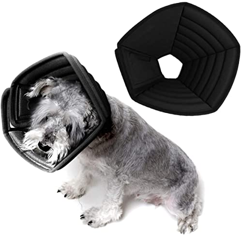HirrWill Hundekegelhalsband, weiches Haustier-Reha-Halsband mit verstellbarem Gummiring, biss- und auslaufsicheres Schutzhalsband L, schwarz) von HirrWill