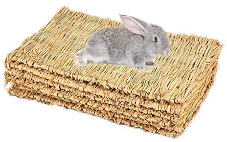 HirrWill Kaninchenmatte, Grasmatte für Kaninchen, Kauspielzeug für kleine Haustiere, Heu und Gras, sichere und essbare Kaninchenmatten für Käfige, 3 Stück von HirrWill