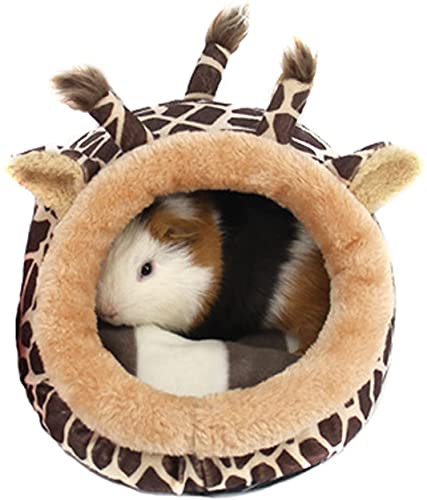 HirrWill Weiches Plüsch-Haustierbett mit herausnehmbarem Kissen, für Hamster, Igel, Meerschweinchen, Kätzchen (Giraffe, L) von HirrWill