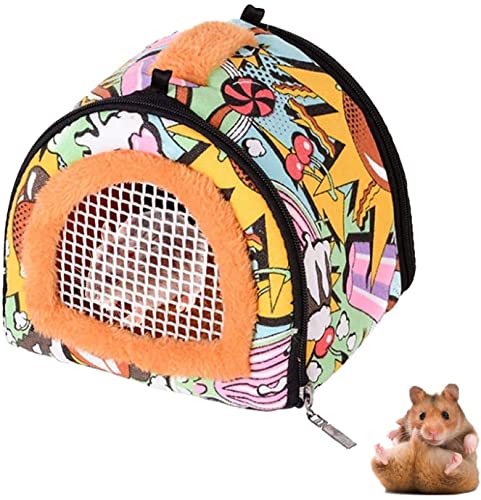 Tragbare Reisetasche für Kleintiere, Hamster, Haustier-Rucksack mit Reißverschluss und Riemen, atmungsaktiv und sicher, geeignet für Meerschweinchen, Igel, Hamster, Chinchillas, Eichhörnchen von HirrWill