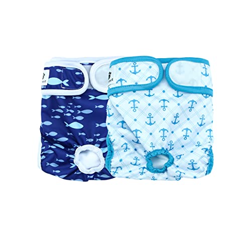 Hi Sprout Female Dog Diaper Reusable Washable Durable Absorbent Cloth Doggie Diapers Pants- Ocean Style M von Hisprout