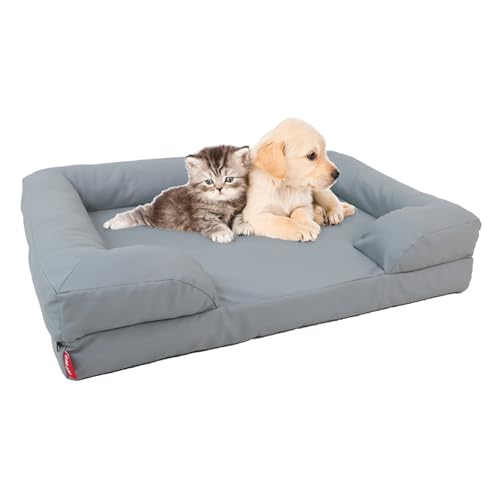 Hi Sprout Orthopädisches Hundesofa, Eischaum, Hunde-Couch-Bett mit extra Kopf- und Nackenstütze, Wandrandkissen, Passform mit wasserdichtem und abnehmbarem Bezug (Medium) von Hisprout