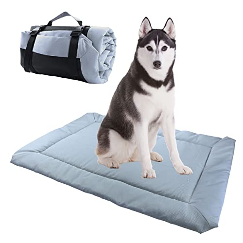 Hisprout Tragbares Katzen- und Hundebett, wasserdichte und faltbare Haustiermatte für Reisen, Camping, Wandern, 91,4 x 66 cm, geeignet für verschiedene Größen von Hunden, grau von Hisprout