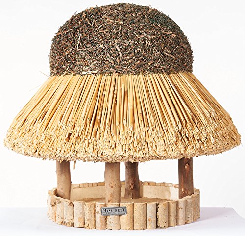 Hiss Reet® Vogelfutterhaus, Vogelhaus - mit Reetdach I Futterhaus für Vögel aus Eukalyptus Holz I Sylt I ideal für Balkon und Garten I wetterfest (L - ca. 58 cm Traufe) von Hiss Reet