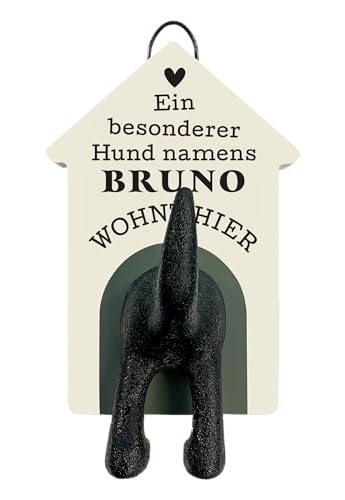 History & Heraldry Personalisierte Leinenhalter für Hunde als Leinenparkplatz, für Hundegarderobe o. als Wanddeko Hunde Accessoires (Bruno) von History & Heraldry