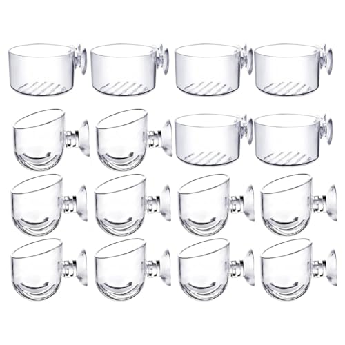 Histos 16PCS Aquatic Plant Cups Set Kit: Transparentes Acryl-Aquarien-Pflanzentopf-Set mit Saugnapf, Aquariendeko, 2 Formen von Histos