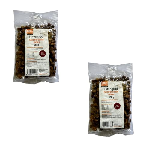 Hitzegrad Kartoffel Softies Snack Strauß | Doppelpack | 2 x 200 g | Soft Snack für Hunde | Ideal fürs Training durch die weiche Konsistenz | Glutenfrei | Für Welpen geeignet von Hitzegrad